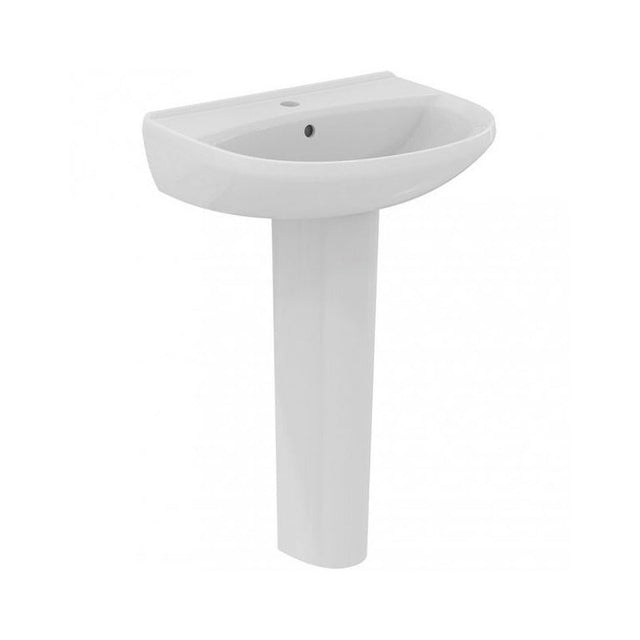 Ideal Standard Eurovit 1 Tap Hole 550mm Basin & Pedestal in a Box - White - E254701 - TAP 'N' SHOWER