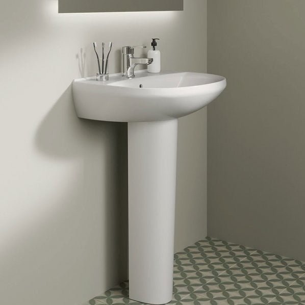Ideal Standard Eurovit 1 Tap Hole 550mm Basin & Pedestal in a Box - White - E254701 - TAP 'N' SHOWER