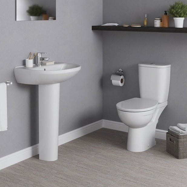 Ideal Standard Eurovit 1 Tap Hole 550mm Basin & Pedestal in a Box - White - E254701 - TAP 'N' SHOWER