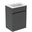 Ideal Standard Eurovit+ 2 Door Floor Standing Vanity Unit 600mm w/ Basin - Mid Grey - E3515TI - TAP 'N' SHOWER