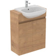 Ideal Standard Eurovit+ 2 Door Semi Countertop Washbasin Unit with Semi Countertop Basin & Worktop 650mm - Natural Oak - E3509Y8 - TAP 'N' SHOWER