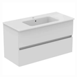 Ideal Standard Eurovit+ Wall Mounted Vanity Unit w/ 2 Drawers and Inlcuded Basin 1000mm - Gloss White - E3597WG - TAP 'N' SHOWER