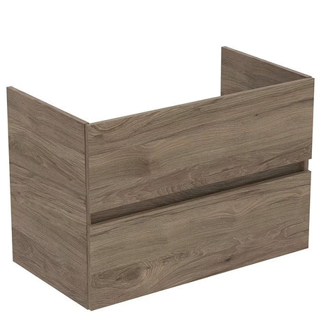 Ideal Standard Eurovit+ Wall Mounted Vanity Unit w/ 2 Drawers and Inlcuded Basin 1200mm - Flint Hickory - E3598Y9 - TAP 'N' SHOWER