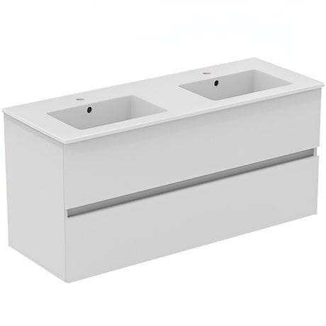 Ideal Standard Eurovit+ Wall Mounted Vanity Unit w/ 2 Drawers and Inlcuded Basin 1200mm - Gloss White - E3598WG - TAP 'N' SHOWER