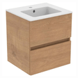 Ideal Standard Eurovit+ Wall Mounted Vanity Unit w/ 2 Drawers and Inlcuded Basin 500mm - Natural Oak - E3593Y8 - TAP 'N' SHOWER