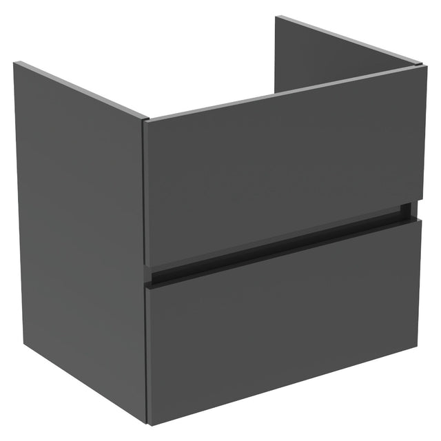Ideal Standard Eurovit+ Wall Mounted Vanity Unit w/ 2 Drawers and Inlcuded Basin 600mm - Mid Grey - E3594TI - TAP 'N' SHOWER
