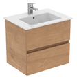 Ideal Standard Eurovit+ Wall Mounted Vanity Unit w/ 2 Drawers and Inlcuded Basin 600mm - Natural Oak - E3594Y8 - TAP 'N' SHOWER