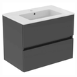 Ideal Standard Eurovit+ Wall Mounted Vanity Unit w/ 2 Drawers and Inlcuded Basin 700mm - Mid Grey - E3595TI - TAP 'N' SHOWER