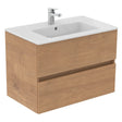 Ideal Standard Eurovit+ Wall Mounted Vanity Unit w/ 2 Drawers and Inlcuded Basin 800mm - Natural Oak - E3596Y8 - TAP 'N' SHOWER