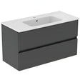 Ideal Standard Eurovit+ Wall Mounted Vanity Unit with 2 Drawers 1000mm - Mid Grey - R0265TI - TAP 'N' SHOWER