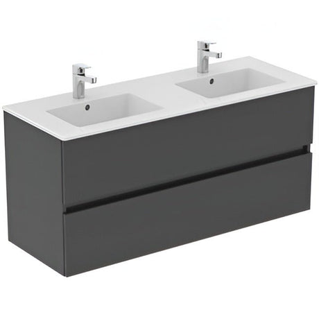 Ideal Standard Eurovit+ Wall Mounted Vanity Unit with 2 Drawers 1200mm - Mid Grey - R0266TI - TAP 'N' SHOWER