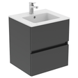 Ideal Standard Eurovit+ Wall Mounted Vanity Unit with 2 Drawers 500mm - Mid Grey - R0256TI - TAP 'N' SHOWER