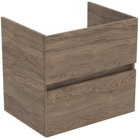 Ideal Standard Eurovit+ Wall Mounted Vanity Unit with 2 Drawers 600mm - Flint Hickory - R0259Y9 - TAP 'N' SHOWER
