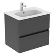 Ideal Standard Eurovit+ Wall Mounted Vanity Unit With 2 Drawers 600mm - Mid Grey - R0259TI - TAP 'N' SHOWER