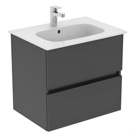 Ideal Standard Eurovit+ Wall Mounted Vanity Unit With 2 Drawers 600mm - Mid Grey - R0259TI - TAP 'N' SHOWER