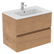 Ideal Standard Eurovit+ Wall Mounted Vanity Unit with 2 Drawers 700mm - Natural Oak - R0261Y8 - TAP 'N' SHOWER