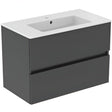 Ideal Standard Eurovit+ Wall Mounted Vanity Unit with 2 Drawers 800mm - Mid Grey - R0263TI - TAP 'N' SHOWER