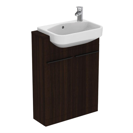 Ideal Standard I.life 2 Doors Compact Semi-countertop 60cm Washbasin Unit (Handles Sold Separately) - Coffee Oak - T5298NW