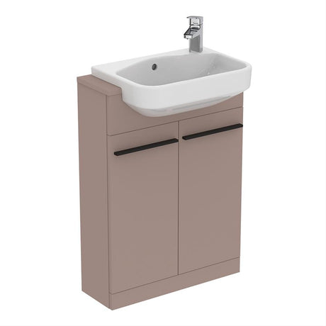 Ideal Standard I.life 2 Doors Compact Semi-countertop 60cm Washbasin Unit (Handles Sold Separately) - Matt Griege - T5298NH