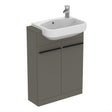 Ideal Standard I.life 2 Doors Compact Semi-countertop 60cm Washbasin Unit (Handles Sold Separately) - Matt Quartz Grey - T5298NG