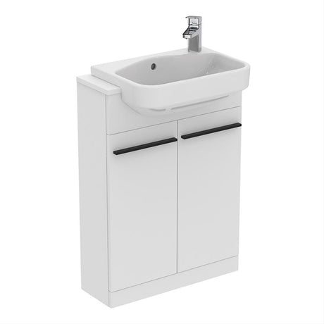 Ideal Standard I.life 2 Doors Compact Semi-countertop 60cm Washbasin Unit (Handles Sold Separately) - Matt White - T5298DU