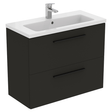 Ideal Standard i.life 2 Drawers Compact Wall Hung Vanity Unit 800mm - Carbon Grey Matt - T5295NV - TAP 'N' SHOWER