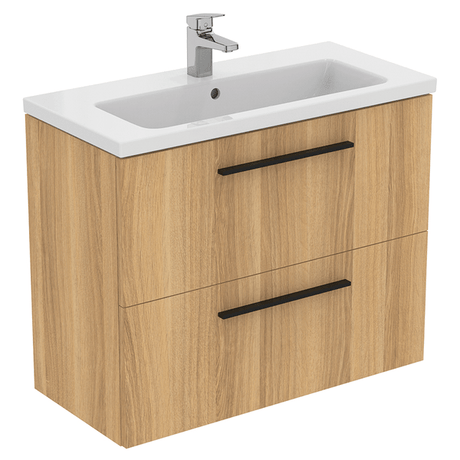 Ideal Standard i.life 2 Drawers Compact Wall Hung Vanity Unit 800mm - Natural Oak - T5295NX - TAP 'N' SHOWER