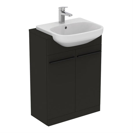 Ideal Standard I.life A 2 Doors Semi-countertop 60cm Washbasin Unit (Handles Sold Separately) - Matt Carbon Grey - T5262NV