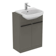 Ideal Standard I.life A 2 Doors Semi-countertop 60cm Washbasin Unit (Handles Sold Separately) -  Matt Quartz Grey - T5262NG