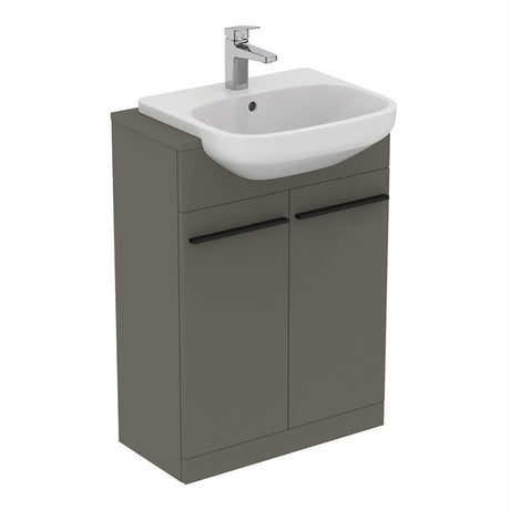 Ideal Standard I.life A 2 Doors Semi-countertop 60cm Washbasin Unit (Handles Sold Separately) -  Matt Quartz Grey - T5262NG