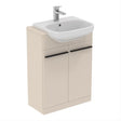 Ideal Standard I.life A 2 Doors Semi - countertop 60cm Washbasin Unit (Handles Sold Separately) - Matt Sandy Beige - T5262NF - TAP 'N' SHOWER