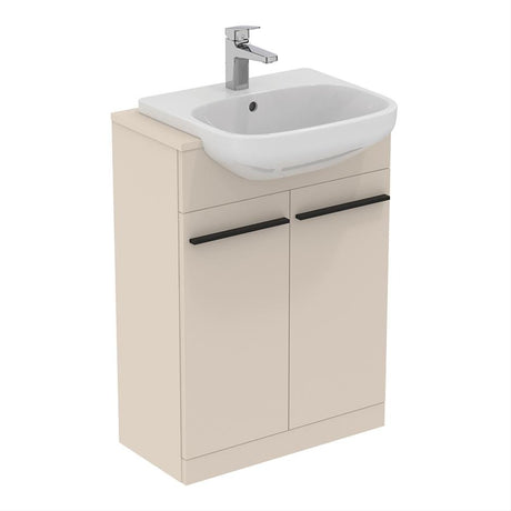 Ideal Standard I.life A 2 Doors Semi-countertop 60cm Washbasin Unit (Handles Sold Separately) - Matt Sandy Beige - T5262NF