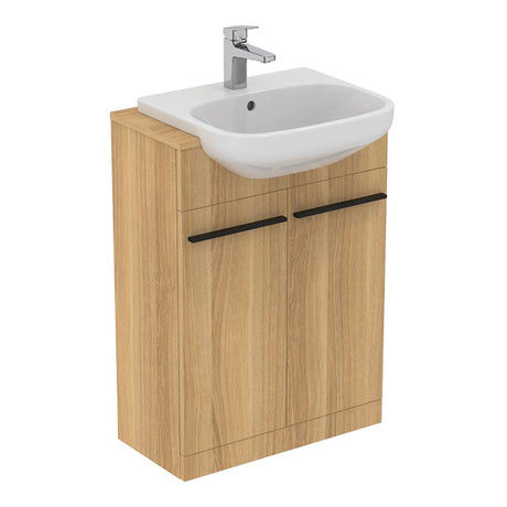 Ideal Standard I.life A 2 Doors Semi-countertop 60cm Washbasin Unit (Handles Sold Separately) - Natural Oak - T5262NX