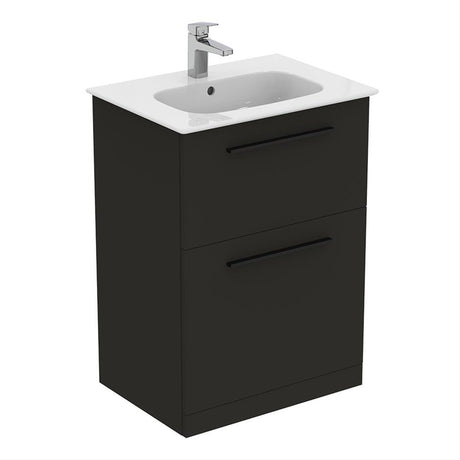 Ideal Standard I.life A 60cm Wall Hung Vanity Unit Only (Handles sold separately) - Matt Carbon Grey - T5273NV