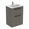 Ideal Standard I.life A 2 Drawers 60cm Wall Hung Vanity Unit Only (Handles sold separately) - Matt Quartz Grey - T5273NG