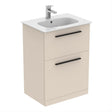 Ideal Standard I.life A 2 Drawers 60cm Wall Hung Vanity Unit Only (Handles sold separately) - Matt Sandy Beige - T5273NF - TAP 'N' SHOWER