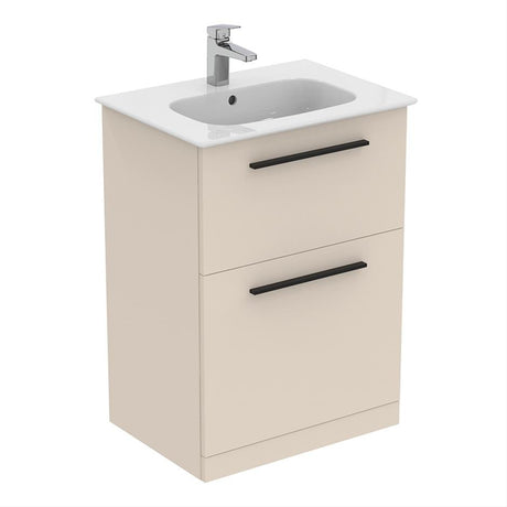 Ideal Standard I.life A 2 Drawers 60cm Wall Hung Vanity Unit Only (Handles sold separately) - Matt Sandy Beige - T5273NF