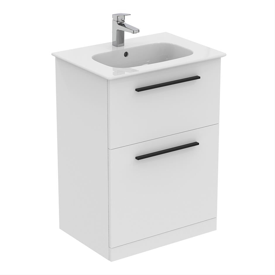 Ideal Standard I.life A 2 Drawers 60cm Wall Hung Vanity Unit Only (Handles sold separately) - White - T5273DU