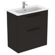 Ideal Standard i.life A 2 Drawers Floor Standing Vanity Unit - Matt Carbon Grey - T5274NV - TAP 'N' SHOWER