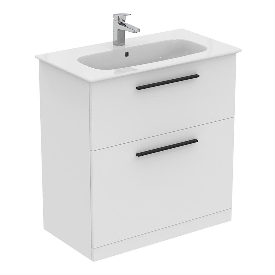 Ideal Standard i.life A 2 Drawers Floor Standing Vanity Unit - Matt White - T5274DU - TAP 'N' SHOWER