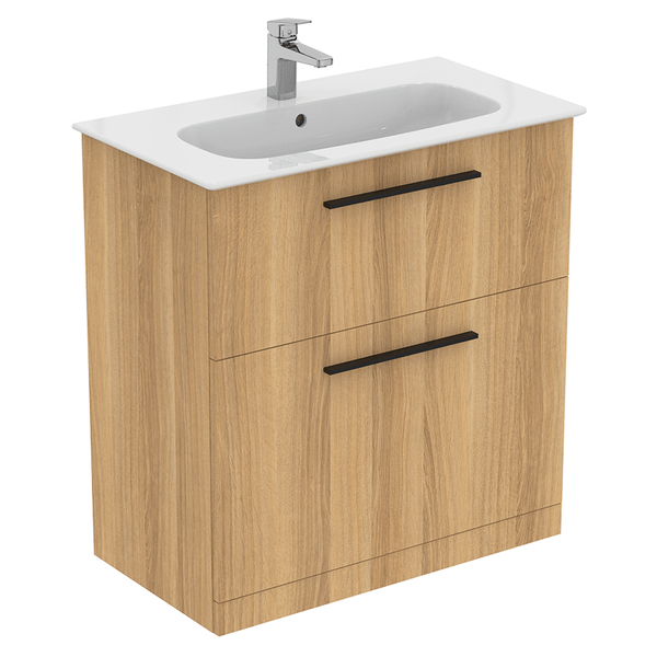 Ideal Standard i.life A 2 Drawers Floor Standing Vanity Unit - Natural Oak - T5274NX - TAP 'N' SHOWER