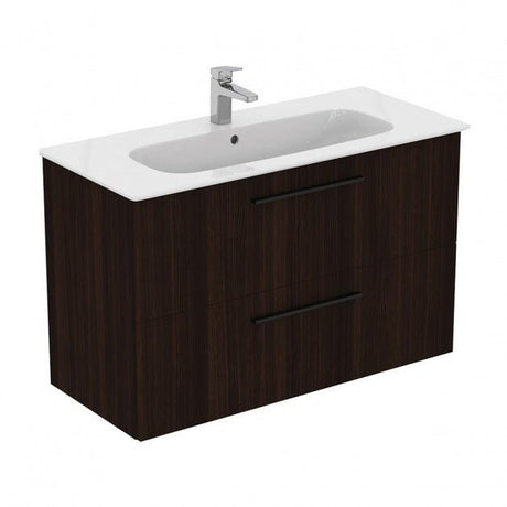 Ideal Standard i.life A 2 Drawers Wall Hung Vanity Unit 100cm - Coffee Oak - T5257NW - TAP 'N' SHOWER