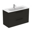 Ideal Standard I.life A 2 Drawers Wall Hung Vanity Unit 100cm - Matt Carbon Grey - T5257NV - TAP 'N' SHOWER