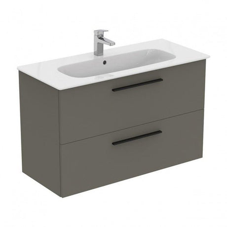 Ideal Standard i.life A 2 Drawers Wall Hung Vanity Unit 100cm - Matt Quartz Grey - T5257NG - TAP 'N' SHOWER
