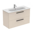 Ideal Standard i.life A 2 Drawers Wall Hung Vanity Unit 100cm - Matt Sandy Beige - T5257NF - TAP 'N' SHOWER