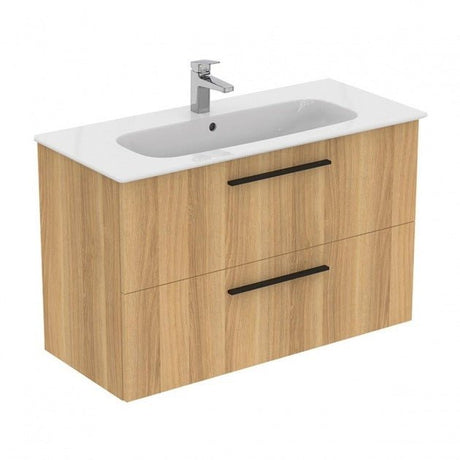 Ideal Standard i.life A 2 Drawers Wall Hung Vanity Unit 100cm - Natural Oak - T5257NX - TAP 'N' SHOWER