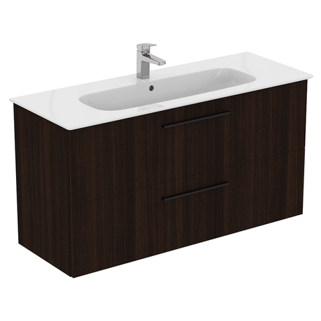 Ideal Standard i.life A 2 Drawers Wall Hung Vanity Unit 120cm - Coffee Oak - T5258NW - TAP 'N' SHOWER