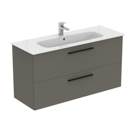 Ideal Standard i.life A 2 Drawers Wall Hung Vanity Unit 120cm - Matt Quartz Grey - T5258NG - TAP 'N' SHOWER