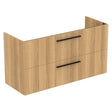 Ideal Standard i.life A 2 Drawers Wall Hung Vanity Unit 120cm - Natural Oak - T5258NX - TAP 'N' SHOWER