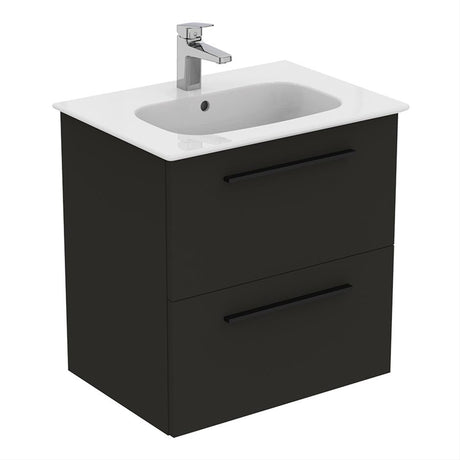 Ideal Standard I.life A 60cm Wall Hung Vanity Unit Only (Handles sold separately) - Matt Carbon Grey - T5255NV